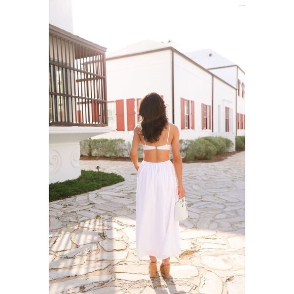 NIA Alice Dress vintage inspired MIDI dress WHITE Summer Brunch Dress size S NWT - Picture 1 of 7